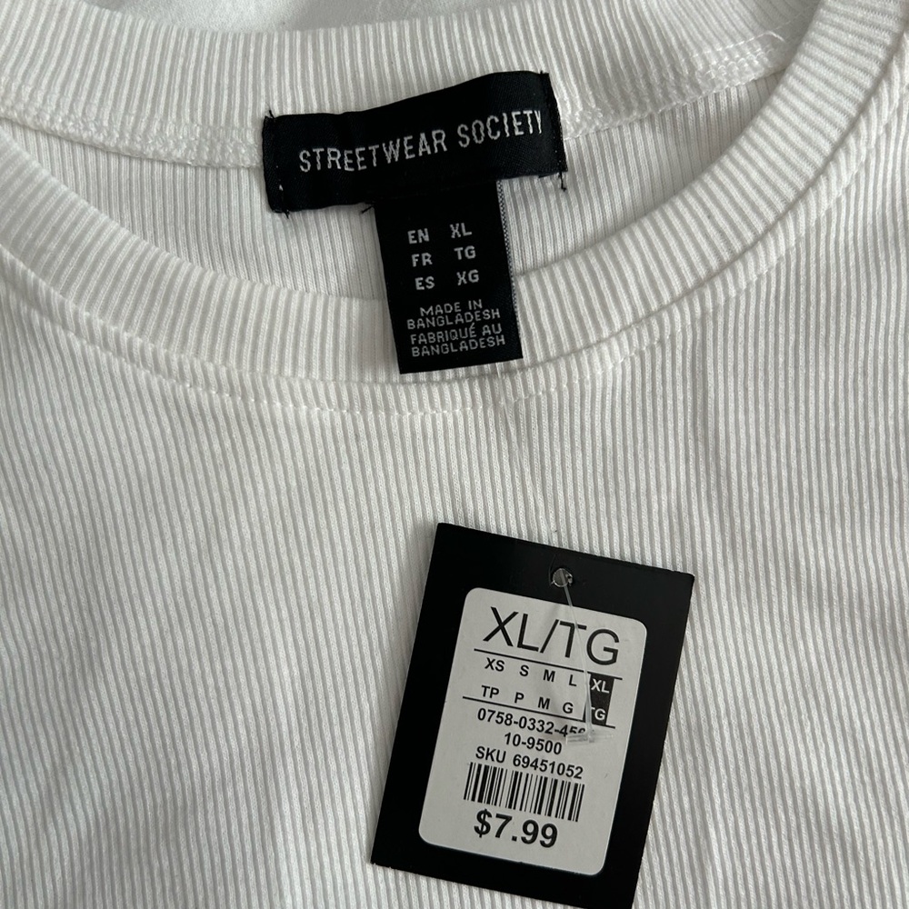 NWT White Ribbed Crop Top - Picture 3 of 6